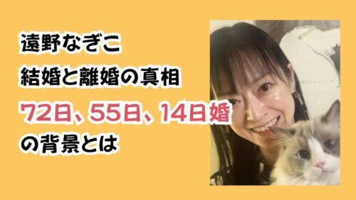 遠野なぎこ 結婚と離婚の真相｜72日、55日、14日婚の背景とは